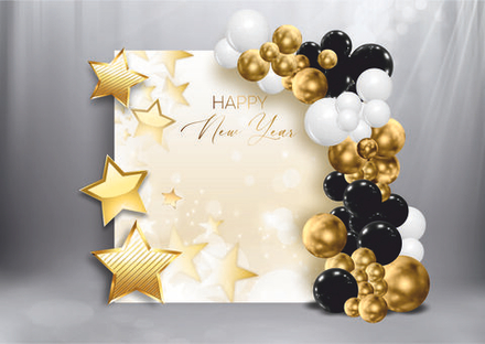 Фотозона на Новый год с баннером и звездами