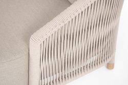 "Верона" кресло плетеное из роупа, каркас алюминий белый муар, роуп бежевый круглый, ткань бежевая 15052