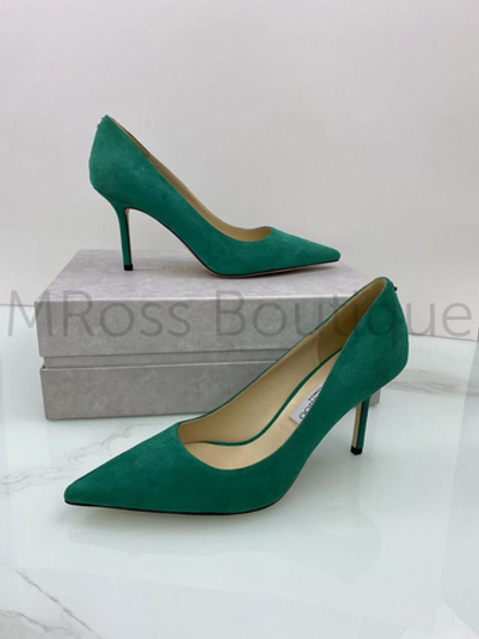 Зеленые замшевые туфли-лодочки Love 85 Jimmy Choo