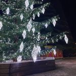 Светодинамическая елка ствольная со скамейкой, встроенная гирлянда: Теплый свет - "Лесная" (Литая хвоя) 18 м