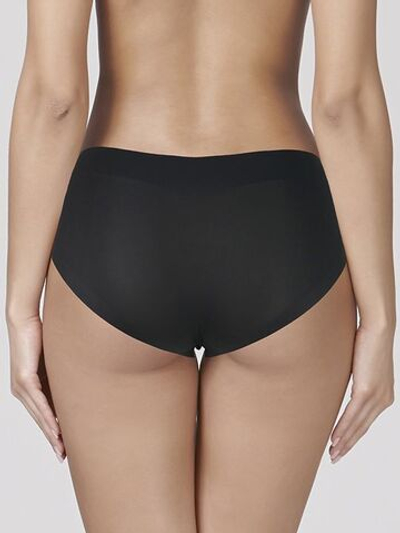 Бесшовные трусики-слипы со средней линией талии (Размер: L) (Цвет: черный)