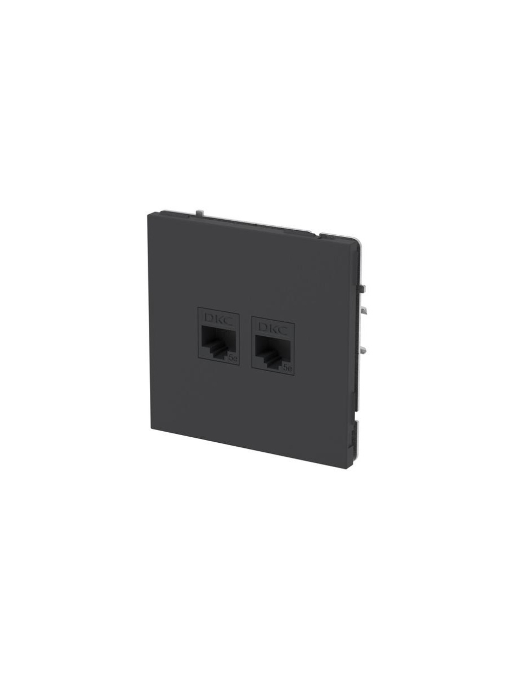 Розетка компьютерная 2-м KANT RJ45 кат.5E без шторки черн. уголь DKC 7012664