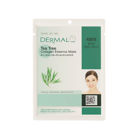 Dermal Маска для лица, тканевая, с экстрактом чайного дерева и коллагеном, 23 гр