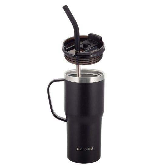 Термокружка 600 мл. из нержавеющей стали Kamille KM 2160 с трубочкой