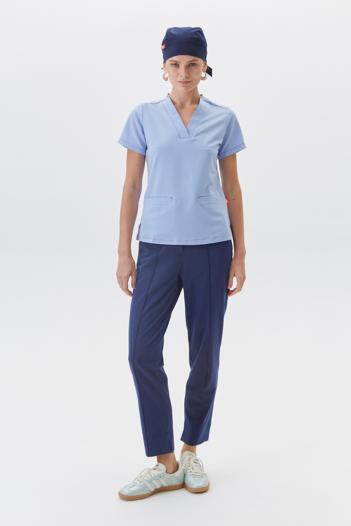 Брюки зауженные медицинские женские Сьют, нэви грис