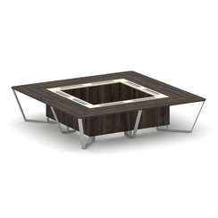 Steel Meet Стол переговорный квадратный KMK-PR.B.SP-16K Дуб Мали/Ваниль Глянец/Металл Серый 3200*320