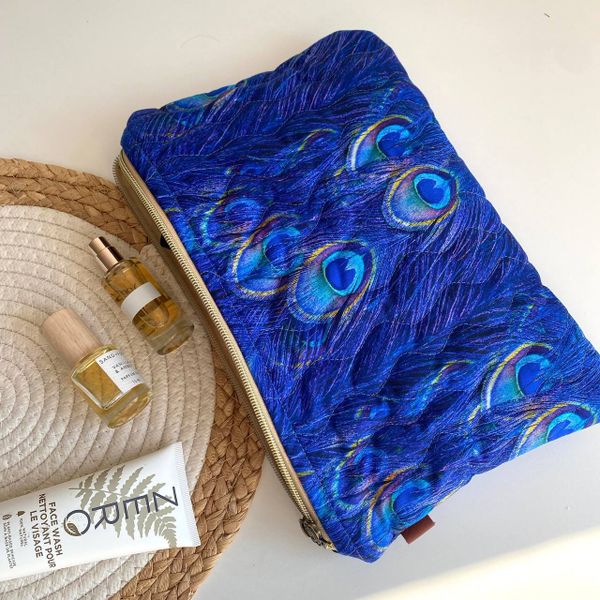 ПЕРО ПАВЛИНА синее , отрез 50 см 100% хлопок Handmade Fabrics 3