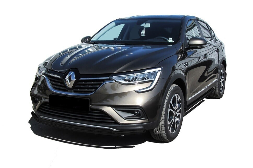 Защита переднего бампера Renault Arkana (2019-2023) d42+d32 черная