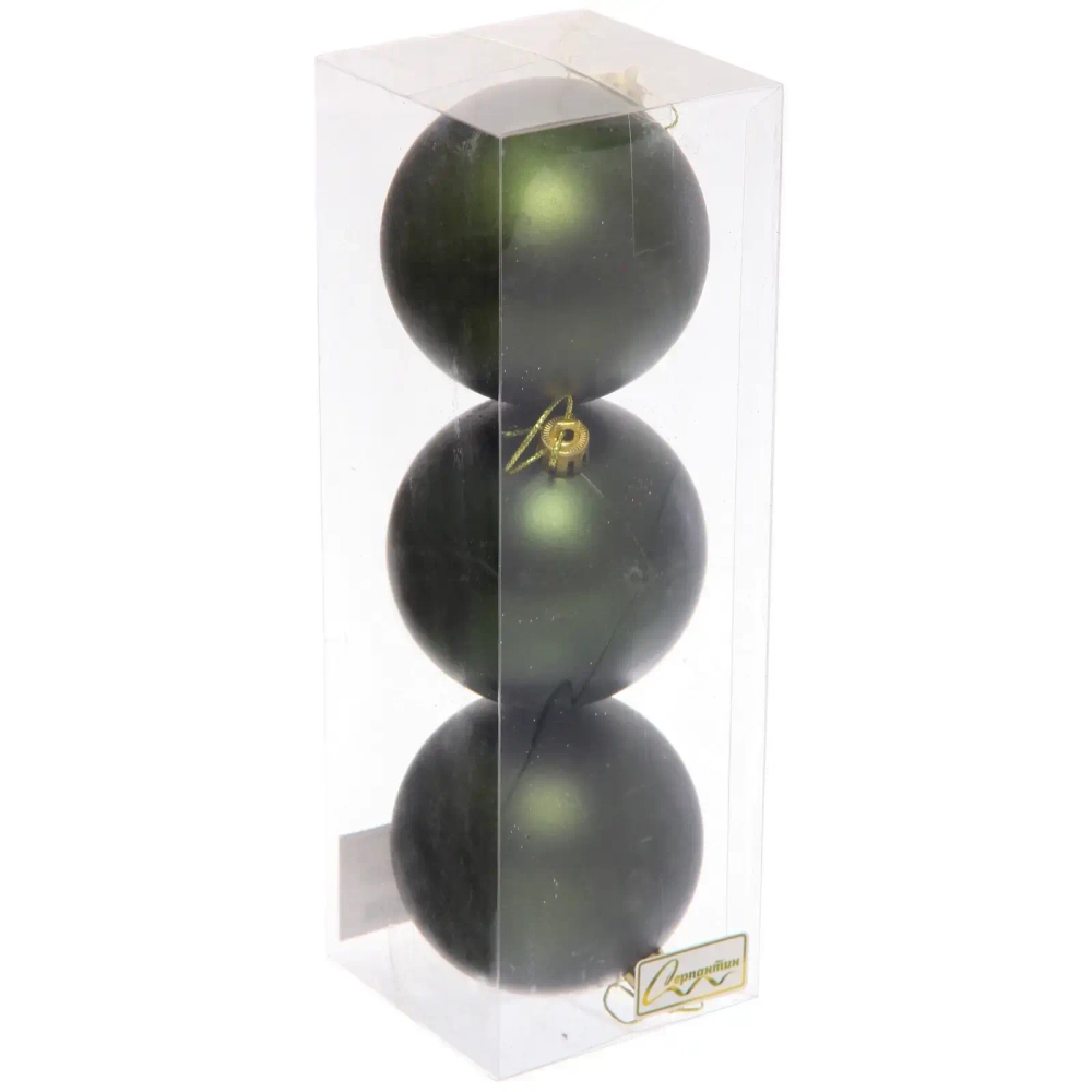 Новогодние шары 8 см (набор 3 шт) «Матовый», изумруд