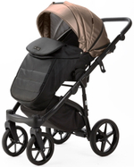 Детская коляска Adamex Nola Deluxe 3 в 1 N-SD11 (ТЕМНО-БЕЖЕВЫЙ ПЕРЛ+ЧЕРНАЯ КОЖА)