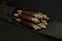 Набор шампуров "Звери Лесные" в чехле из натуральной кожи