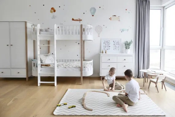 Кровать двухъярусная Ellipse Classic фронтальная лестница Белая