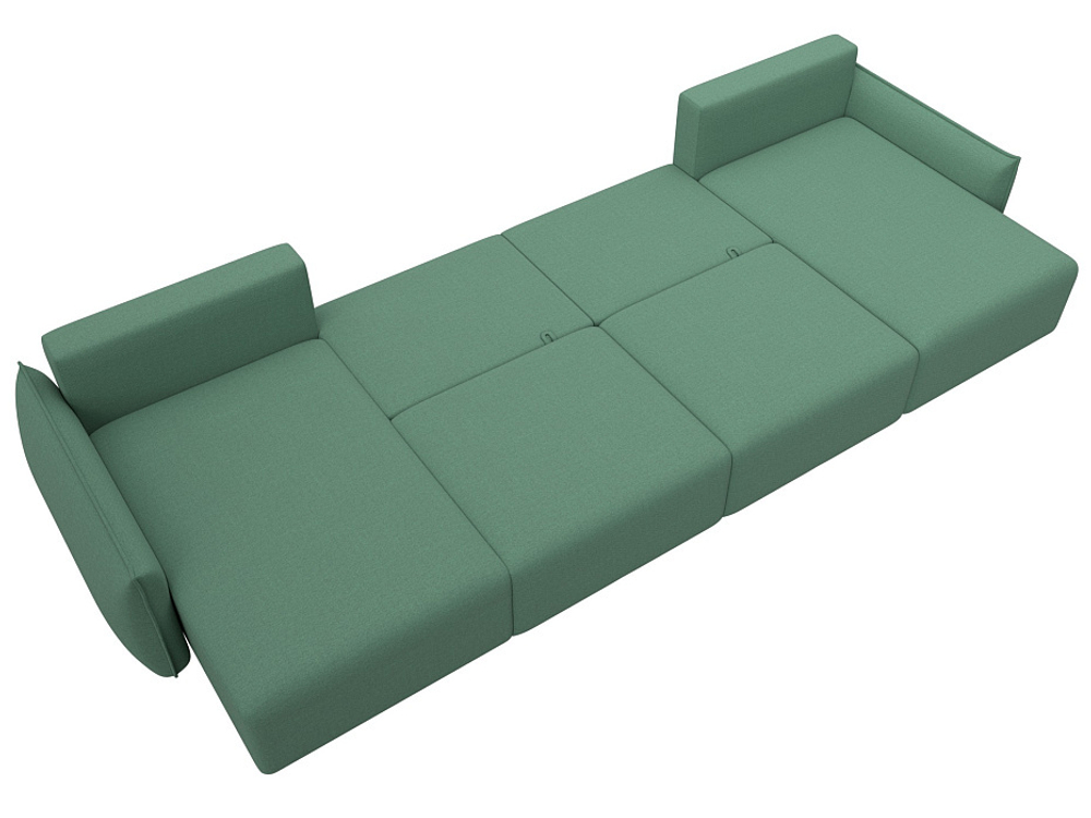 Диван П-образный Лига-051 НПБ Лонг РОГОЖКА Амур 11 зеленый
