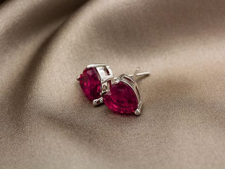 Серьги Рубиновое Сердце, 9мм