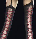 Чулки под пояс VALENTIS с рисунком в виде шнуровки 40 den , S (40-42) (Цвет: черный)