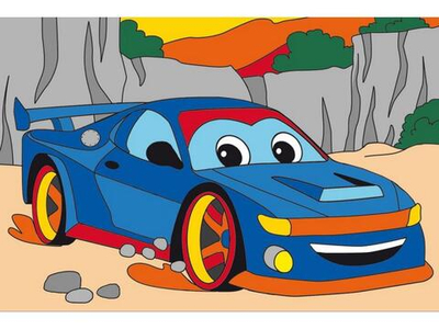 Холст мини 10х15 см по номерам. "Синий спорткар" (Арт. ХК-7838)