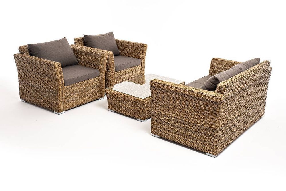 "Капучино Сингл" лаунж-зона из искусственного ротанга (гиацинт), цвет соломенный