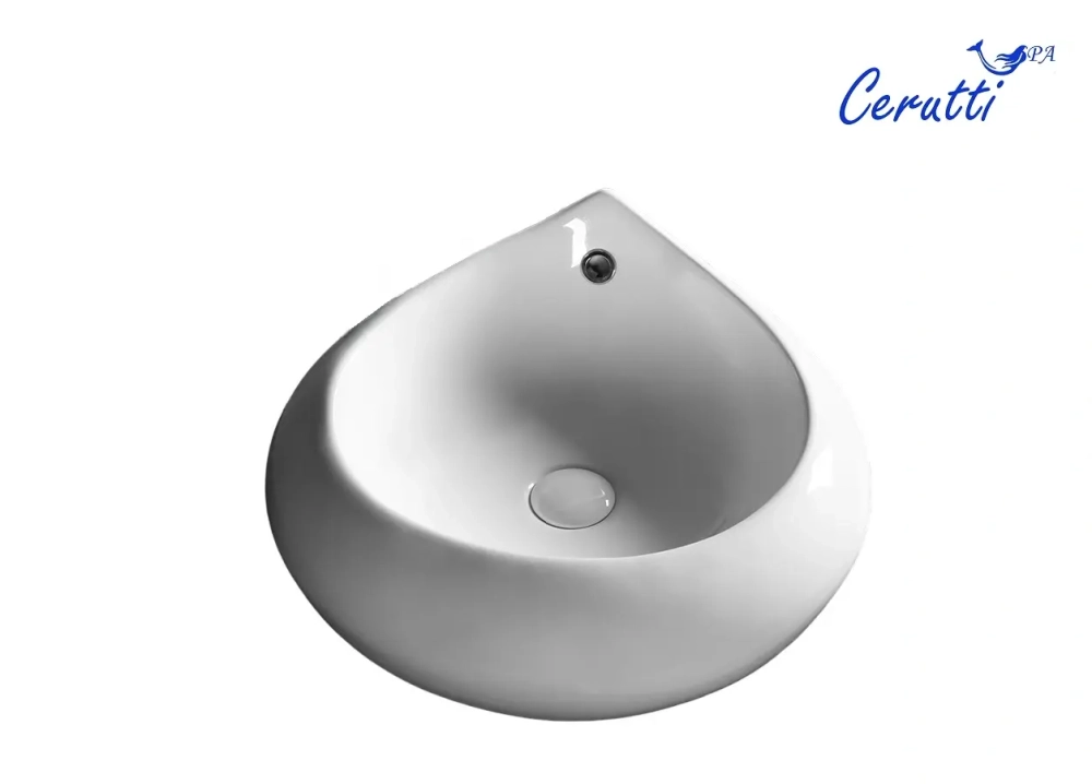 Раковина CR045E накладная, белая, форма капли, с переливом 475х470х180 Ceruttispa