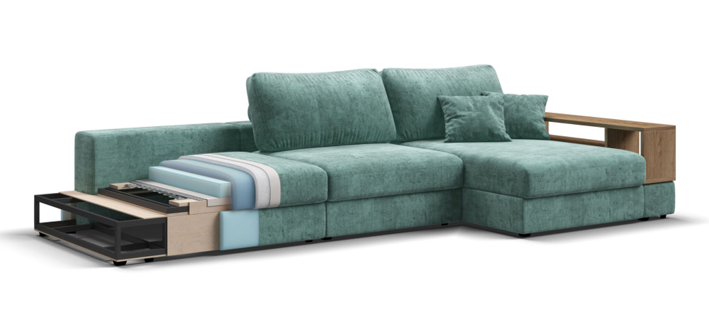 Угловой диван-кровать BOSS MODOOL XL шенилл Gloss минт