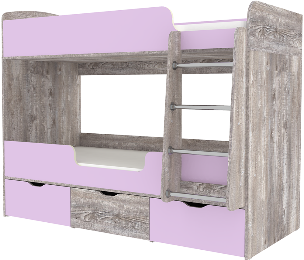 Кровать двухъярусная КарИВи Малыш Двойняшка 80х180 Бетон Ирис