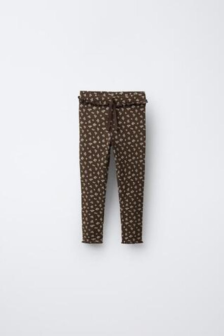ZARA ЛЕГИНСЫ В РУБЧИК С ПРИНТОМ, ШОКОЛАДНЫЙ