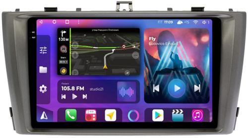 Магнитола для Toyota Avensis 2008-2015 (рамка серая) - FarCar BM1224M-2K монитор 9.5" 2K QLED на Android 14, Быстрая, CarPlay, 4G SIM-слот