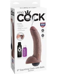 Коричневый фаллоимитатор с эффектом семяизвержения Squirting Cock with Balls - 22,9 см.