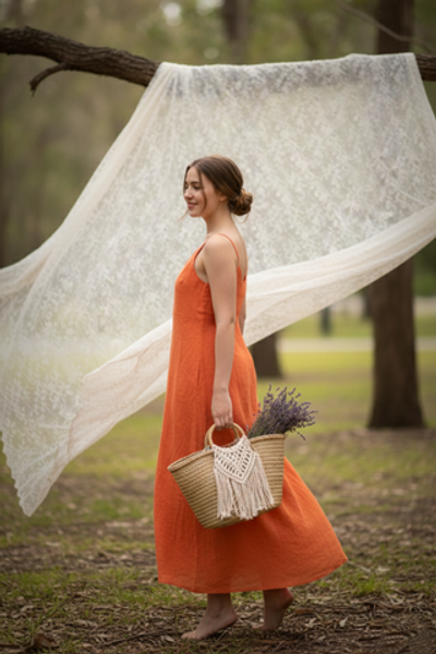 Платье Комбинация оранжевого цвета