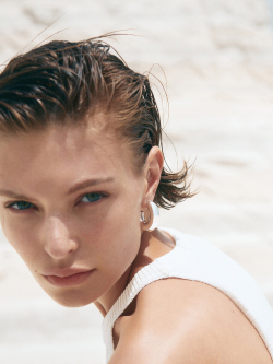 Massimo Dutti Трикотажный топ с горловиной халтер и деталями в рубчик, натуральный, кремовый