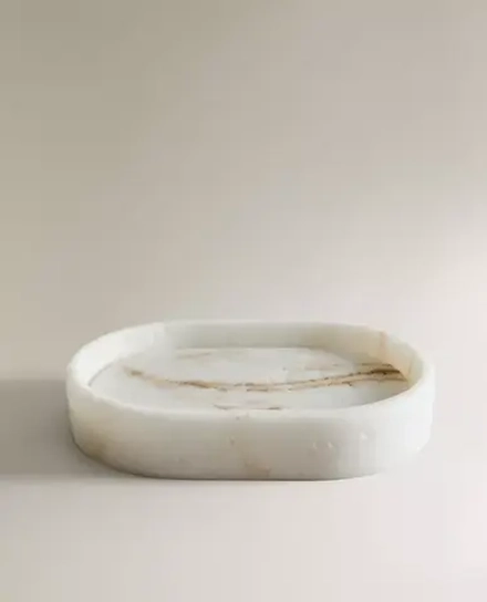ZARA HOME МЫЛЬНИЦА ДЛЯ ВАННОЙ С МРАМОРНЫМ УЗОРОМ, ЭКРЮ