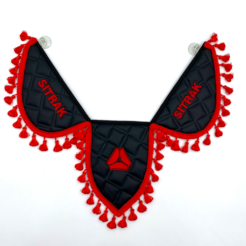 Вымпел тройной Sitrak (экокожа, черный с красной вышивкой)