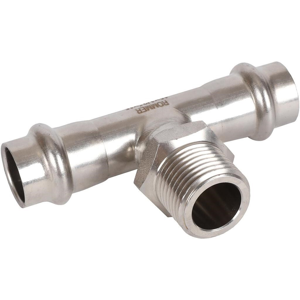 ROMMER Тройник с НР 15x1/2" из нержавеющей стали прессовой