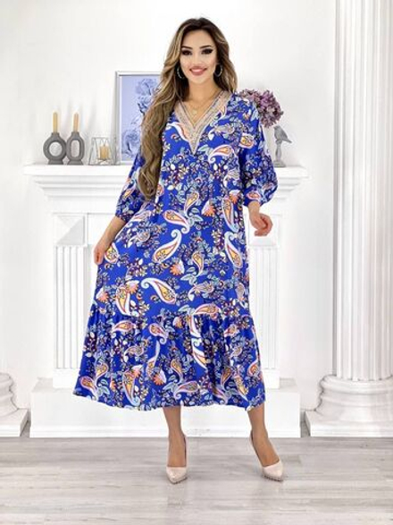 [m]Платье с ярусами, рукав 3/4 ПЯ0003