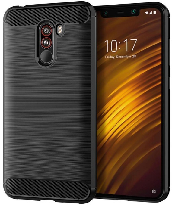 Чехол для Xiaomi Pocophone F1 цвет Black (черный), серия Carbon от Caseport