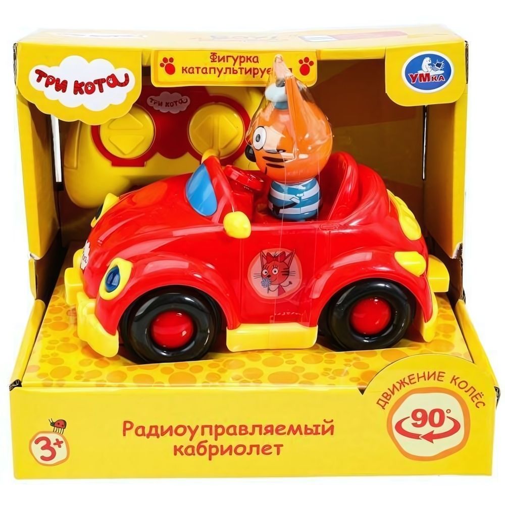 Кабриолет на РУ 18см. катапульта &quot;Три Кота&quot; в коробка YJG-3CATS (Умка)