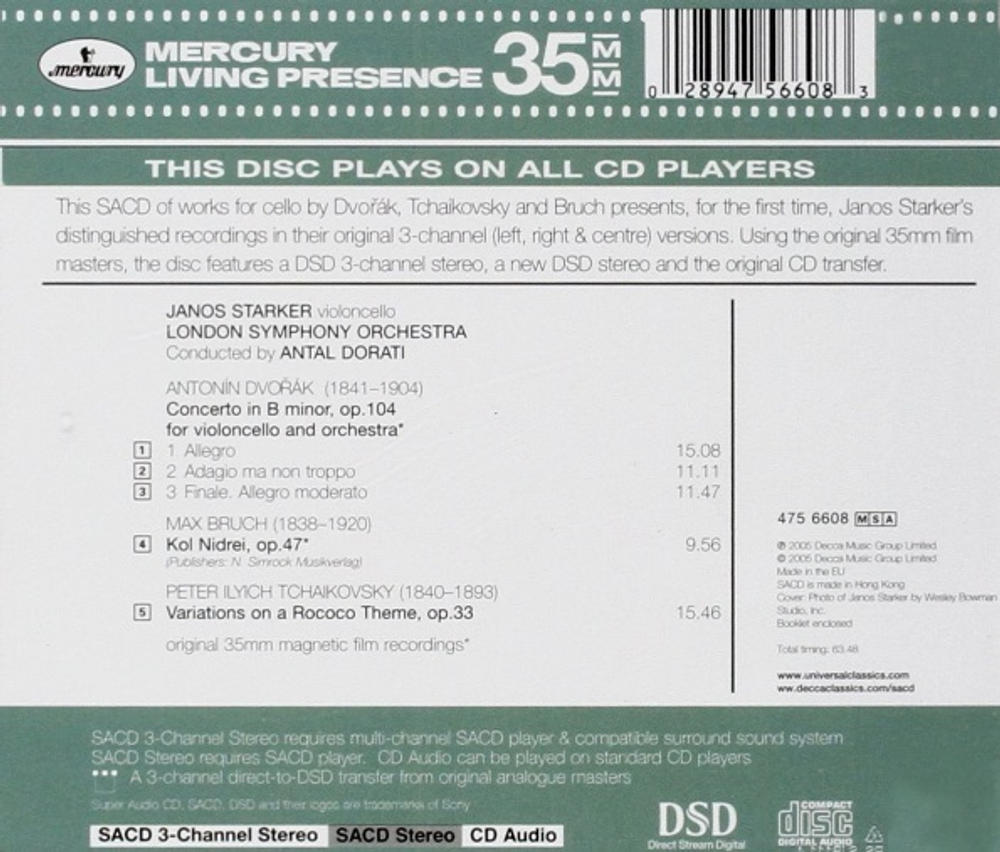 Janos Starker, London Symphony Orchestra, Antal Dorati / Dvorak, Bruch, Tchaikovsky (SACD)