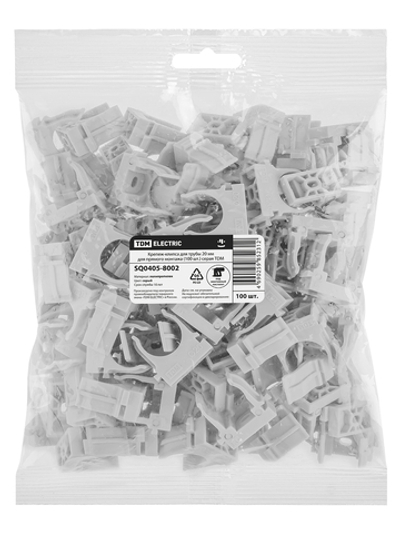 Крепеж-клипса для трубы 20 мм для прямого монтажа (100 шт.) серая TDM