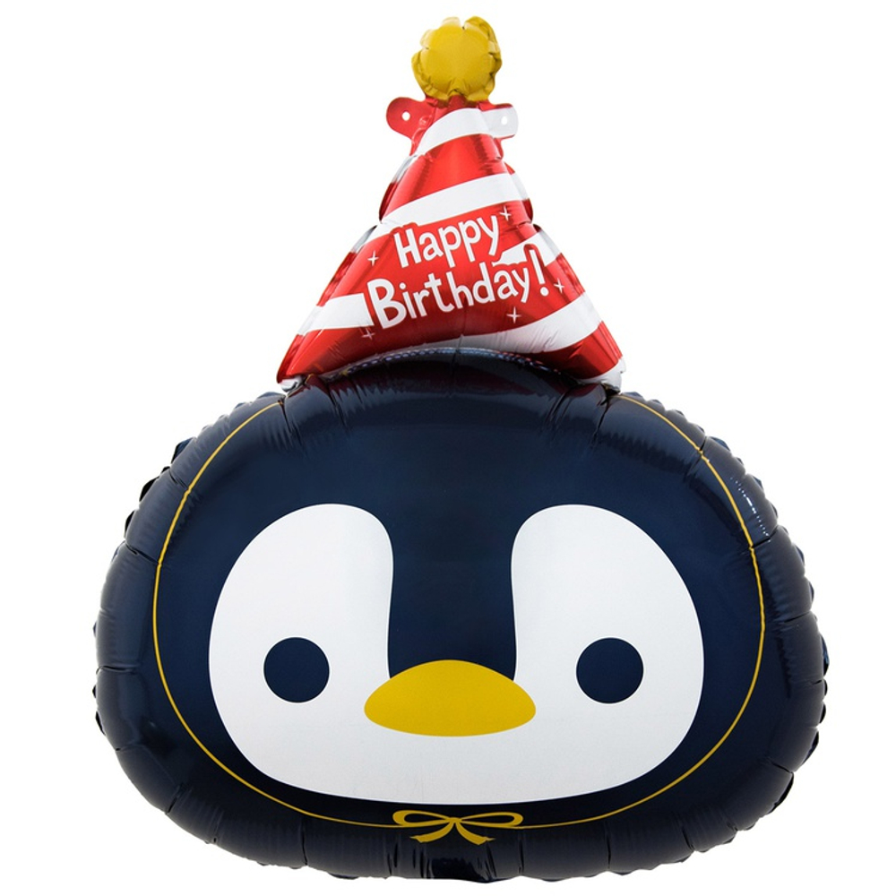Шар Фольгированный Пингвин в колпаке голова (Ассорти)