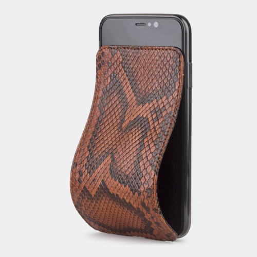 Чехол для iPhone XS Max из натуральной кожи питона, цвета коньяк
