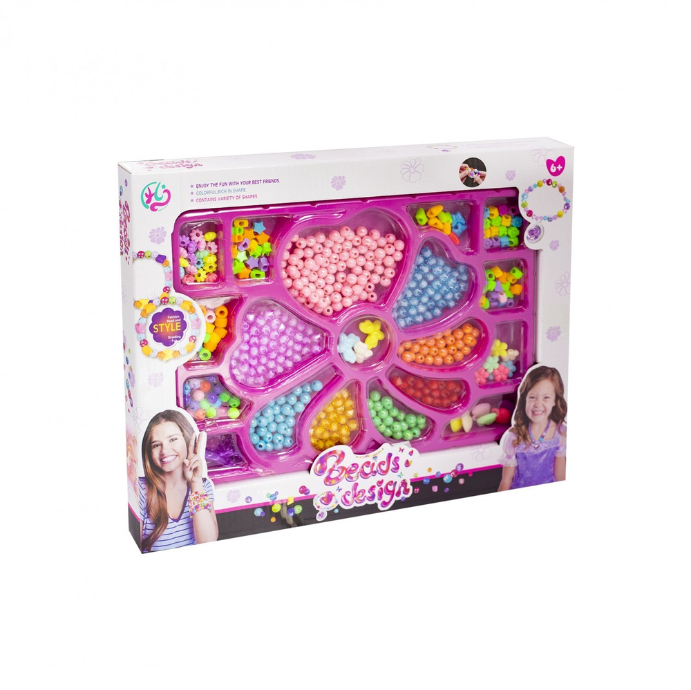 Набор для создания украшений-бусины Alingar, 335х270х35мм, "Beads design 2", 11 вид. бус., подвес., 2х1,2 м леска, карт. уп.