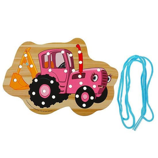 Деревянная игрушка-шнуровка «Синий Трактор. Мила» в термопленке Буратино