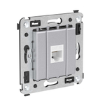 Компьютерная розетка RJ-45 без шторки в стену, кат.5е одинарная, "Avanti", "Закаленная сталь"