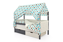 Детская кровать-домик мягкий Бельмарко Svogen графит-белый