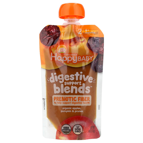Happy Family Organics, Happy Baby®, смесь для поддержки пищеварения™, для детей от 6 месяцев, органические яблоки, тыква и чернослив, 113 г (4 унции)