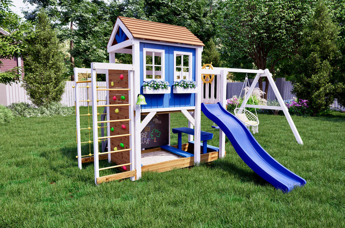 Детский домик с качелями "Прованс - спорт плюс"