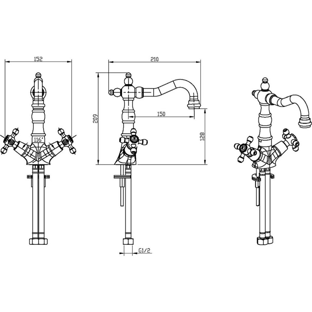 Смеситель для раковины Boheme Crystal 292-CRST