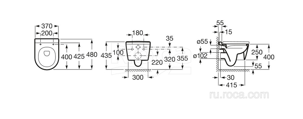 Чаша Roca Inspira Round подвесная rimless 346528000