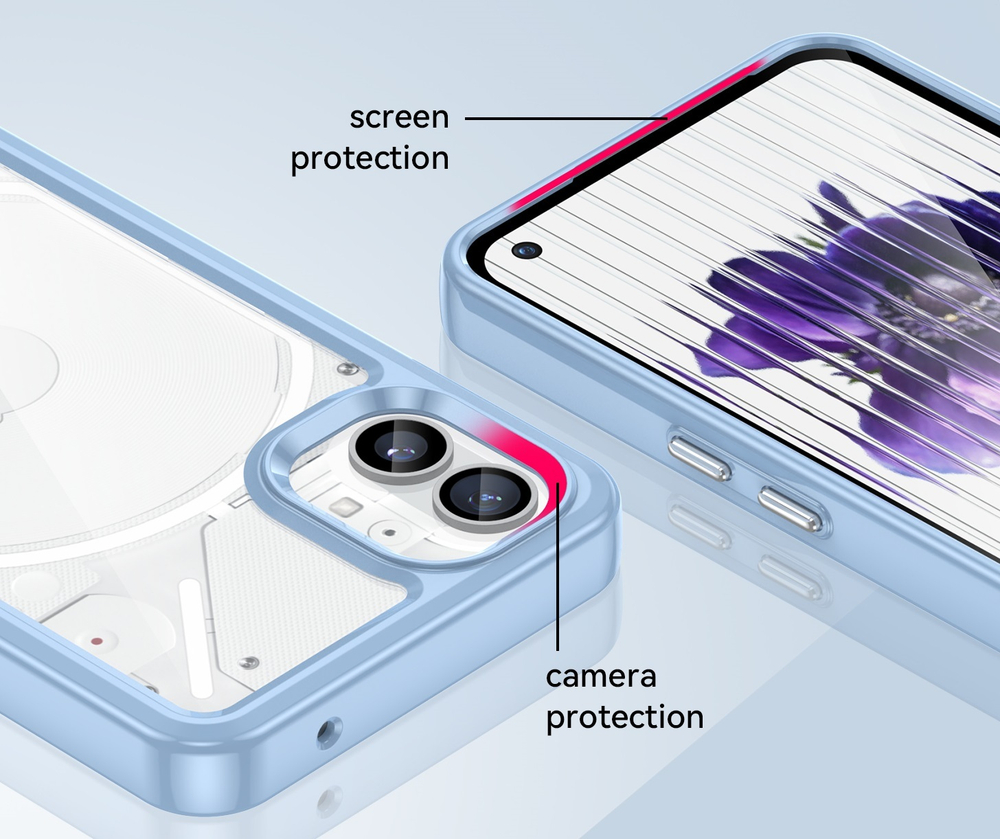 Чехол защитный с рамками синего цвета для смартфона Nothing Phone (1), мягкий отклик кнопок
