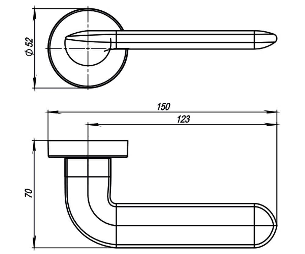 Ручка раздельная R.URB52.EXCALIBUR (EXCALIBUR URB4) SN-3 матовый никель