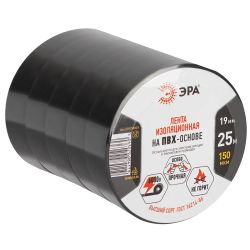 Набор изолент ЭРА SET5-1925BLACK ПВХ 5 шт черная 19мм х 25м